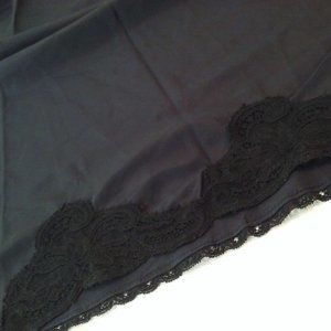 Vintage 50s-60s Aline Half Slip Comfort Waist Lingerie -S Nylon/Rayon Lace Black